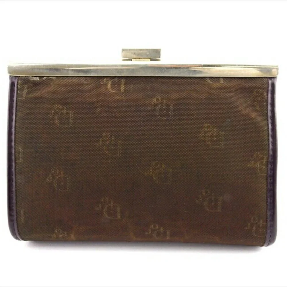 DIOR Pouch logo pattern canvas x leather Authentic USED
